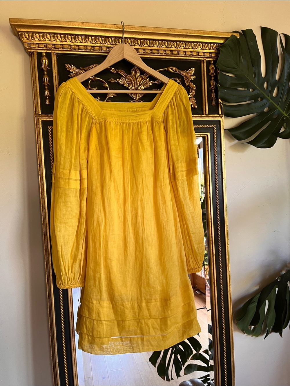 Banana Republic Linen Puff Long Sleeve Cute Summer Spring Dress